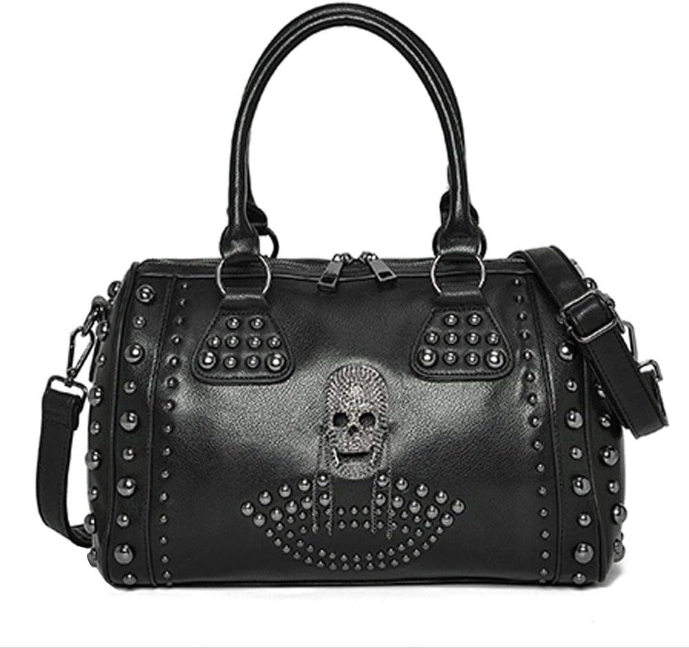Gothic Skull Rivet Tote Satchel Bag
