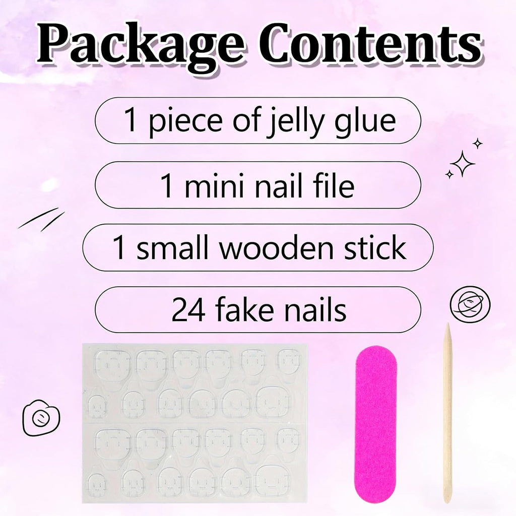 Black Almond Press-On Nails with 3D Butterfly Charms