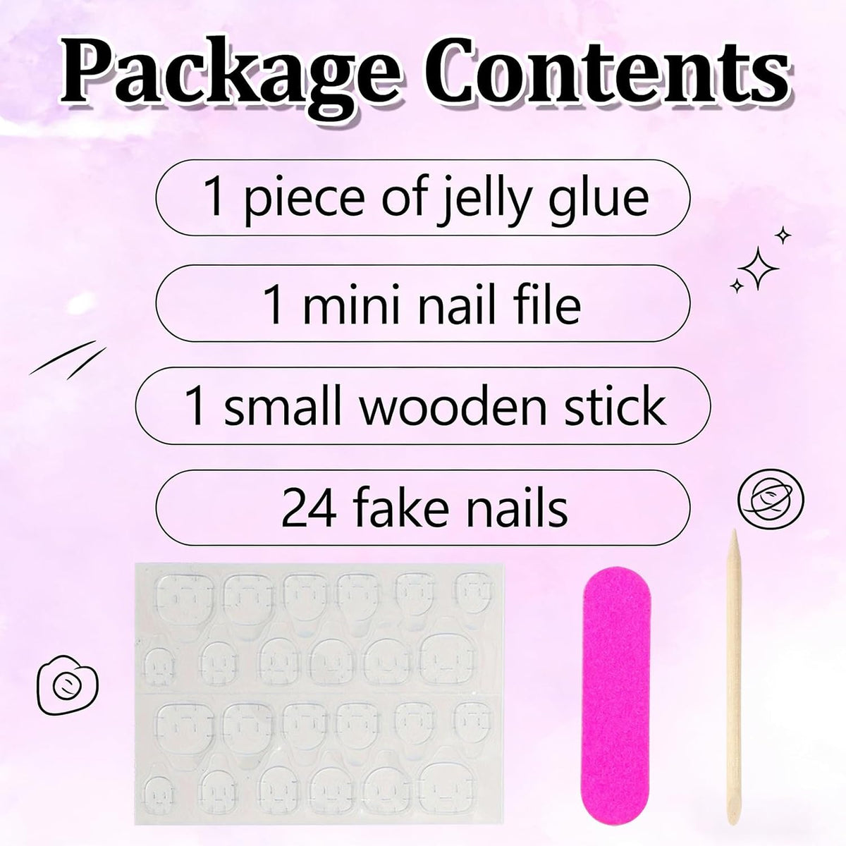 Black Almond Press-On Nails with 3D Butterfly Charms