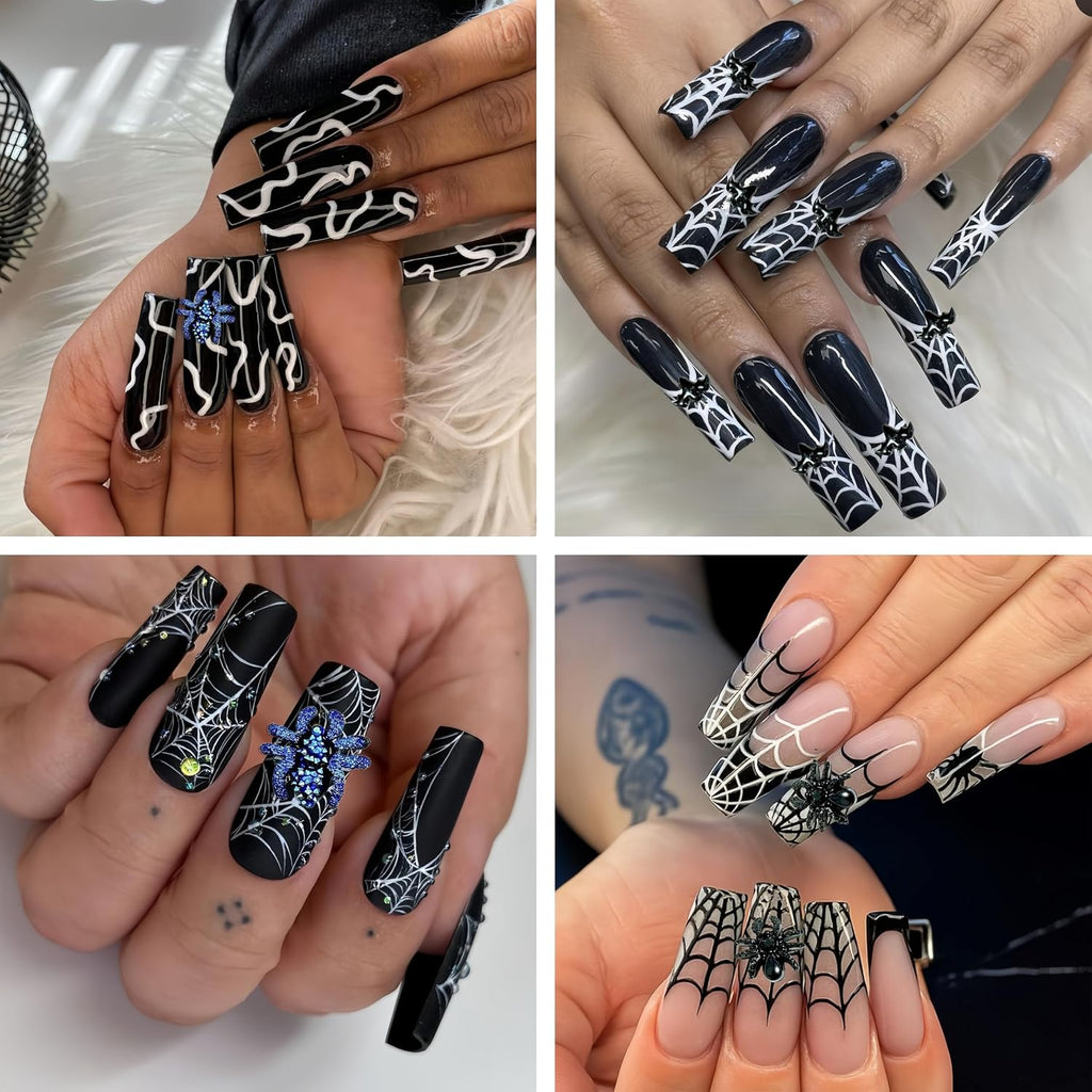 120 Piece Black Bat and Spider Resin Nail Charms