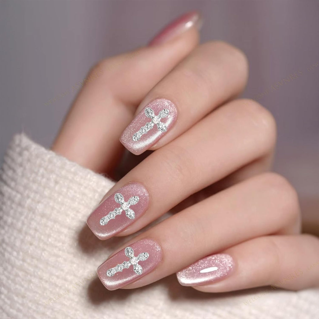 3D Cross Nail Charms, Gold and Silver, 30 Piece