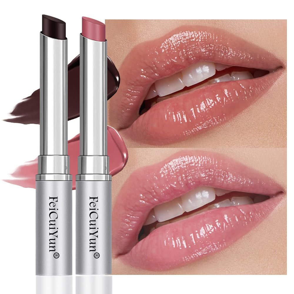 Black Cherry Tinted Lip Balm and Gloss Duo, Black and Pink