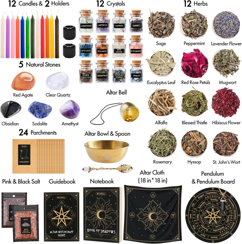 Large Witchcraft Altar Spell Kit, 77 Pieces