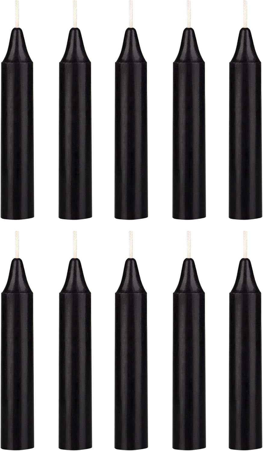 Black Chime Candles - 10 Pack, 4 Inch Unscented