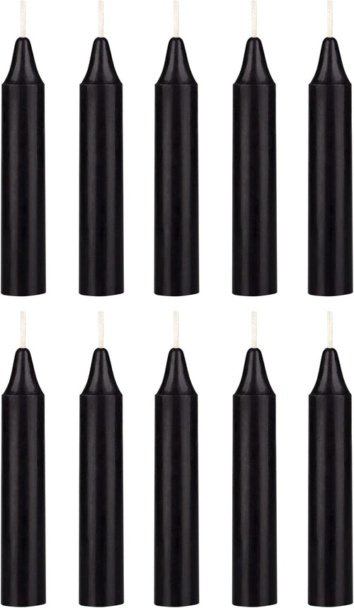 Black Chime Candles - 10 Pack, 4 Inch Unscented