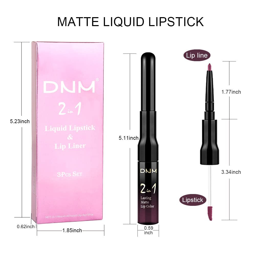 Dark Berry Liquid Lipstick & Liner - 3 Piece Set