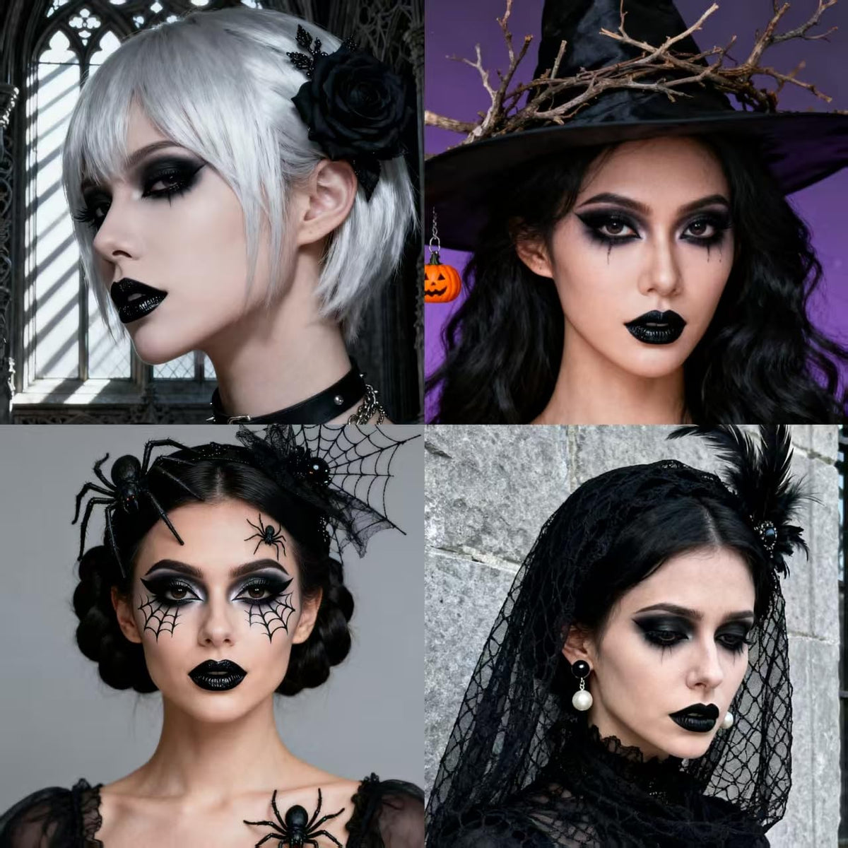 Black Witch Makeup Set: Eyeshadow Palette, Liquid Lipstick and Eyeliner