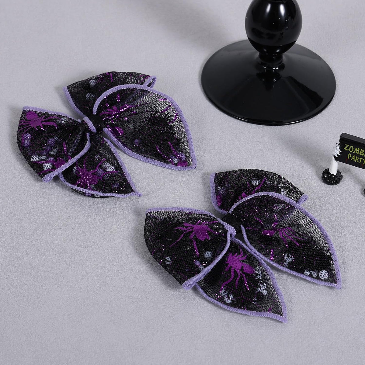 Spiderweb Tulle Bow Hair Clips, Set of 2