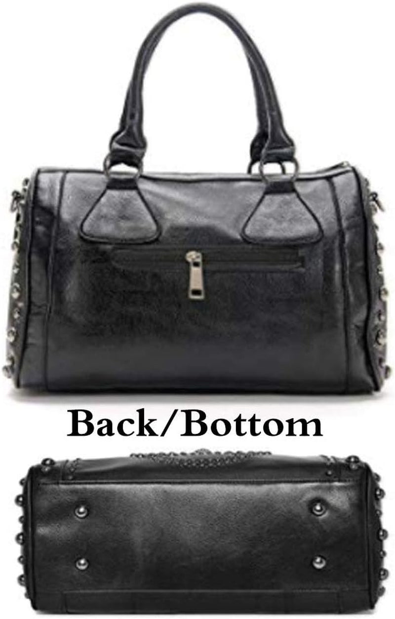 Gothic Skull Rivet Tote Satchel Bag