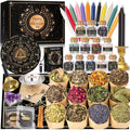 Wiccan Spell Kit with Herbs, Crystals, Candles and Altar Bowl, 60 Pieces