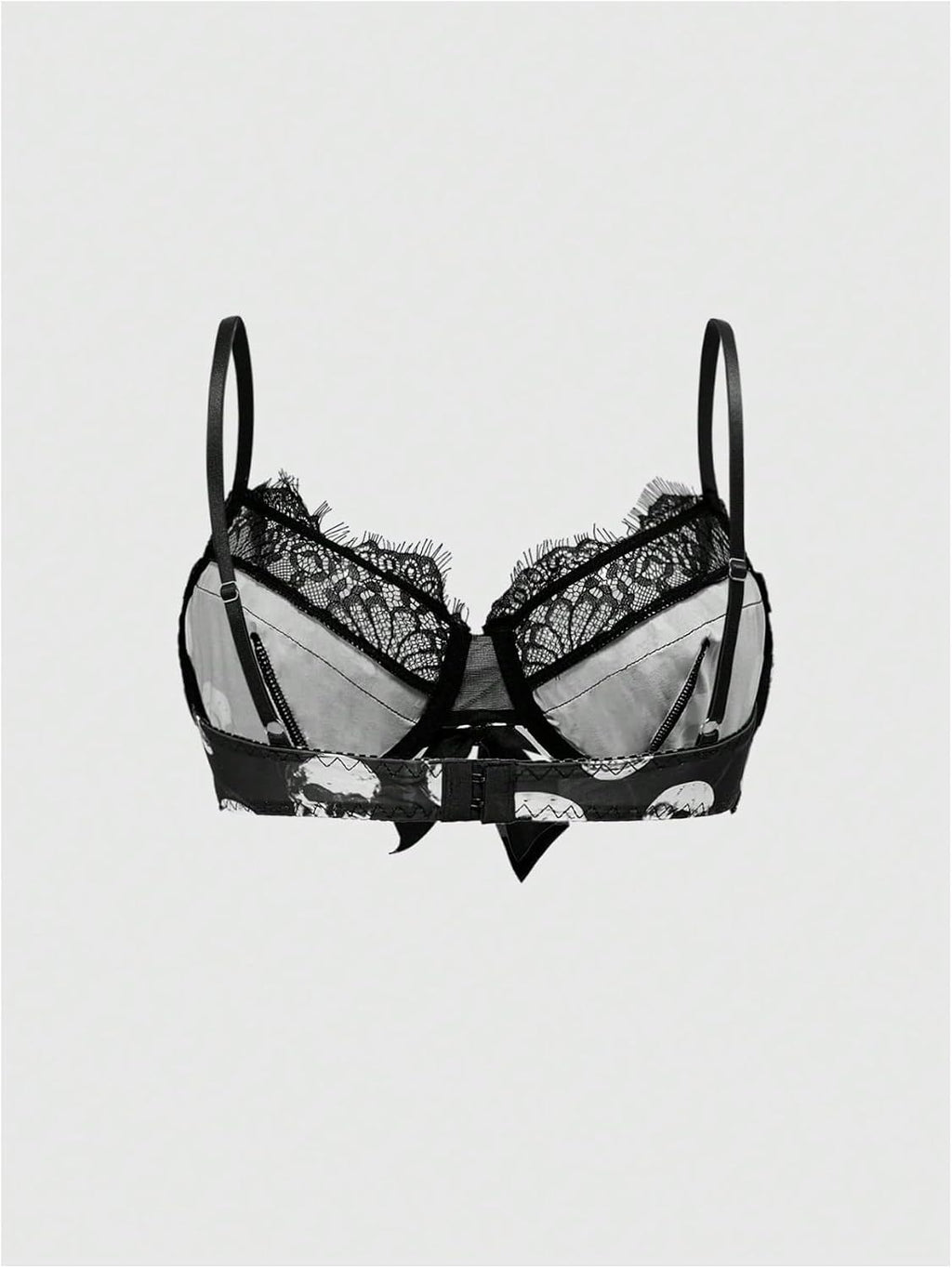 Women'S Goth Punk Skull Print Underwire Bras Lace Push up Bra
