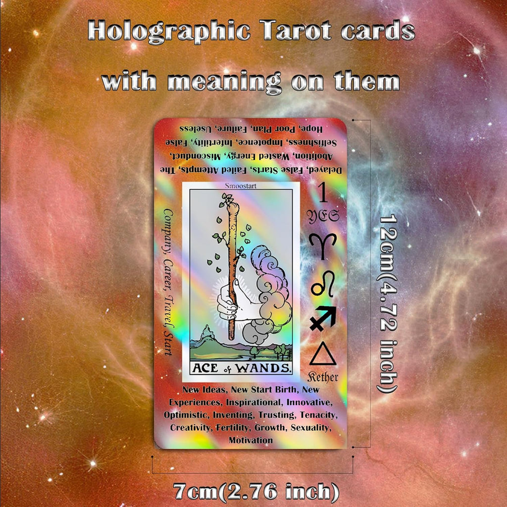 Holographic Tarot Deck - 78 Cards with Guidebook