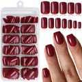 Dark Red Short Square Press-On Nails