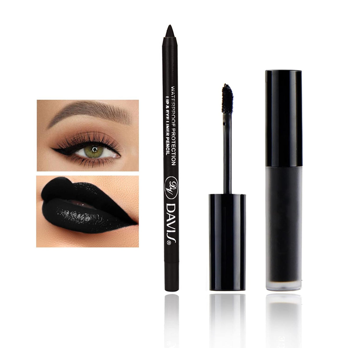 Matte Black Velvet Lipstick and Liner Set