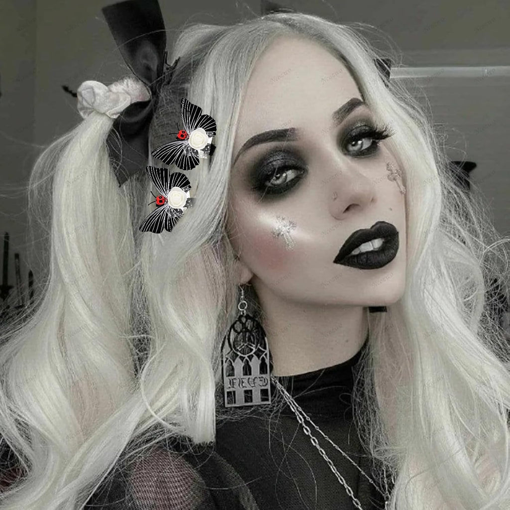 Gothic Skull Butterfly Hair Clips, 4 Piece