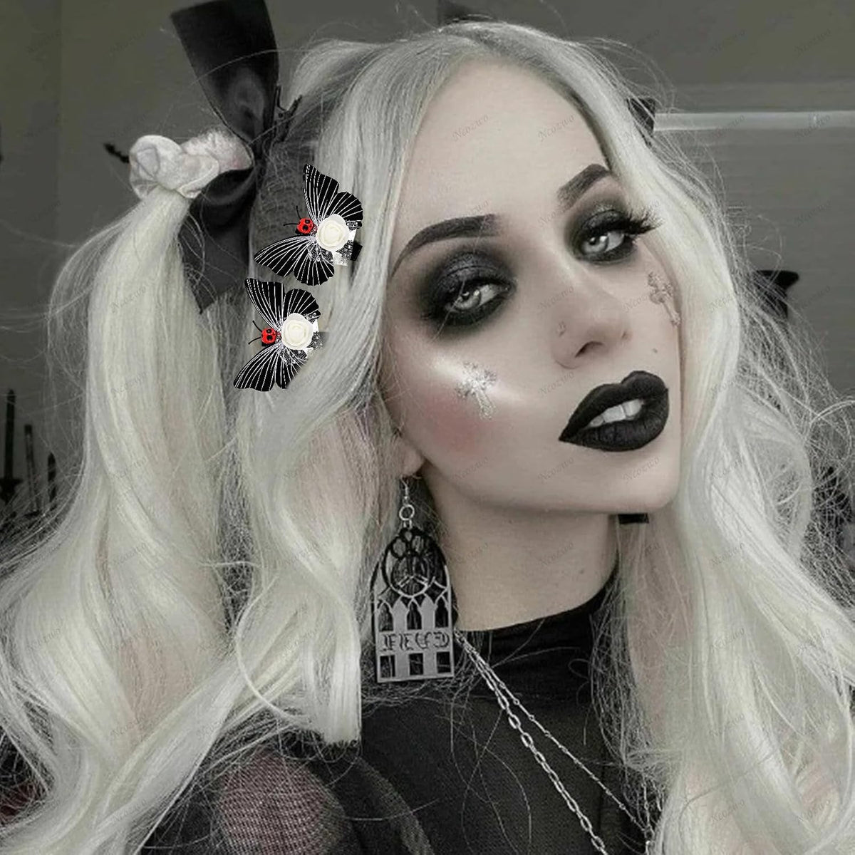 Gothic Skull Butterfly Hair Clips, 4 Piece