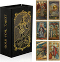 Gold Foil Tarot Deck - Rider-Waite Style, 78 PVC Cards with Guidebook