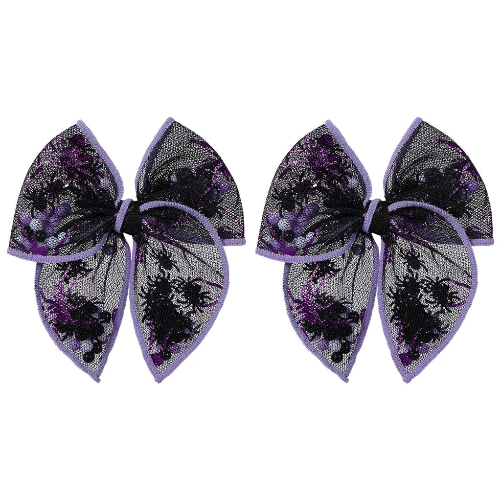 Spiderweb Tulle Bow Hair Clips, Set of 2