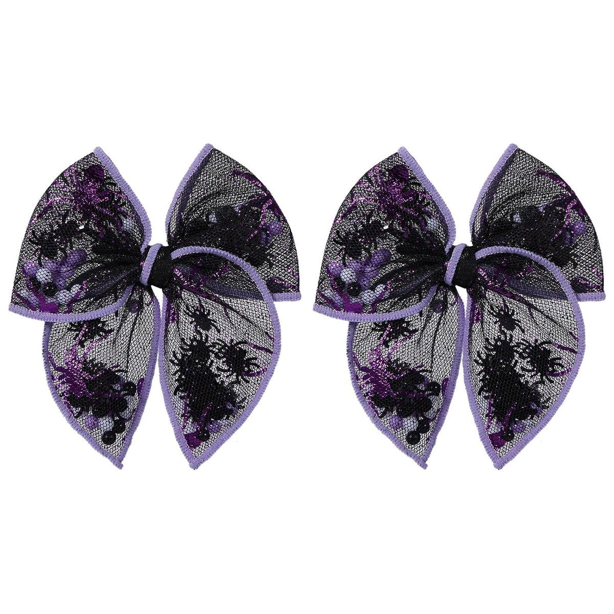 Spiderweb Tulle Bow Hair Clips, Set of 2
