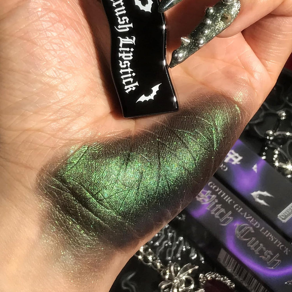 Wicked Green Shimmer Black Matte Lipstick
