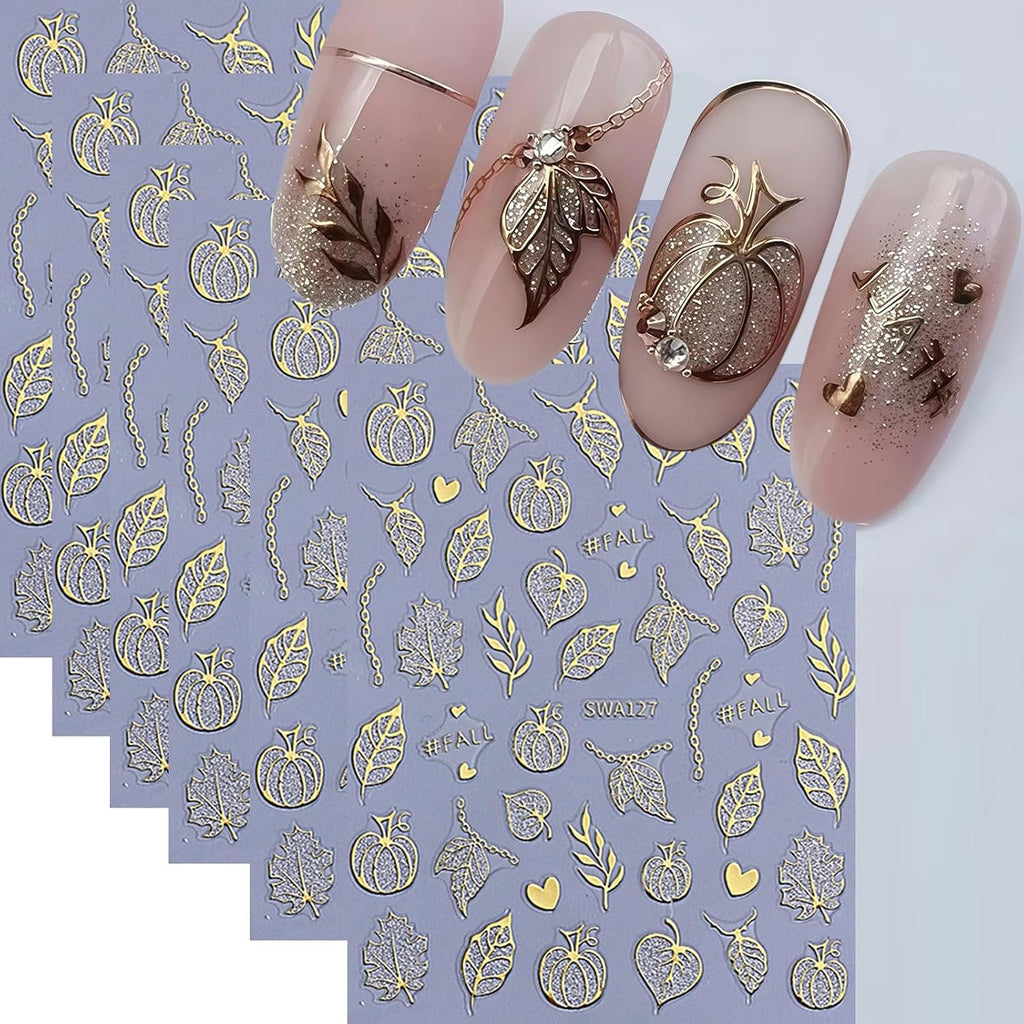 Skull and Spider Web 3D Nail Stickers, 6 Sheets