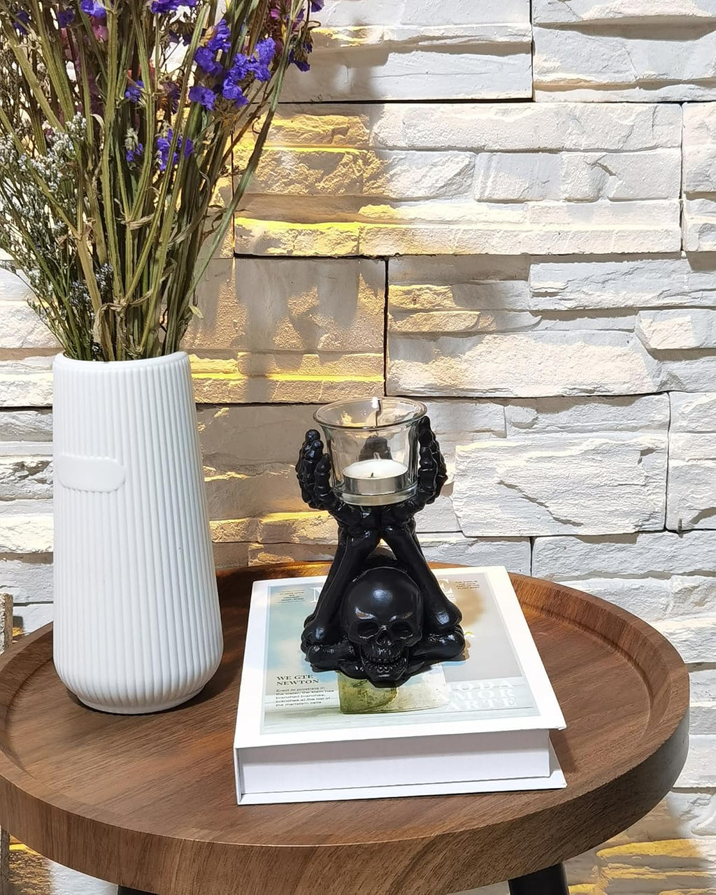 Skeleton Hand Candle & Ring Holder - Black Resin