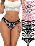 Women’S 10Pcs Variety Thongs Pack Gothic Cute Lace Trims Underwear