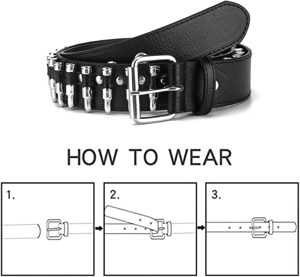 Black Leather Bullet Studded Punk Belt