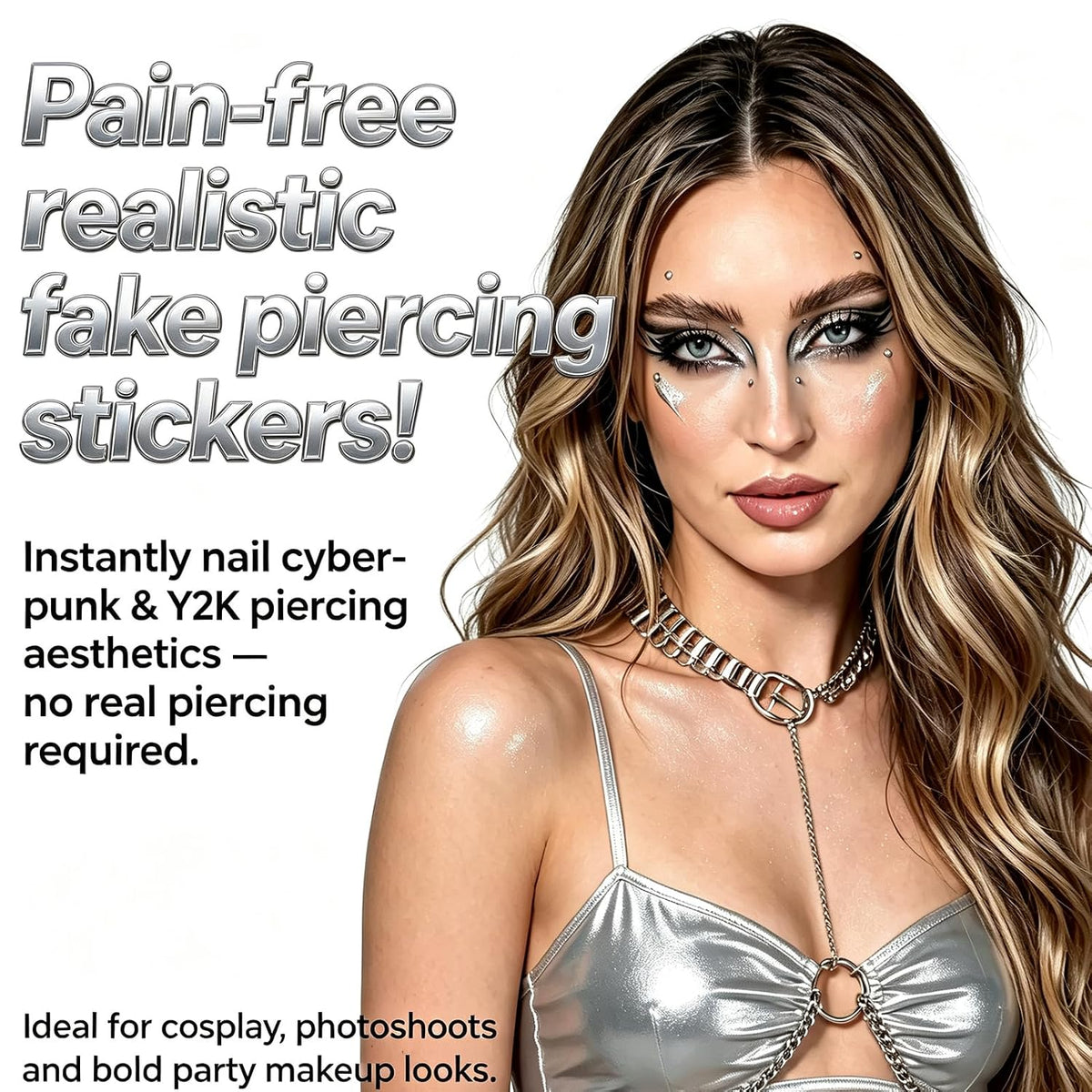 Stick-On Fake Piercing Set - Lip, Nose and Brow