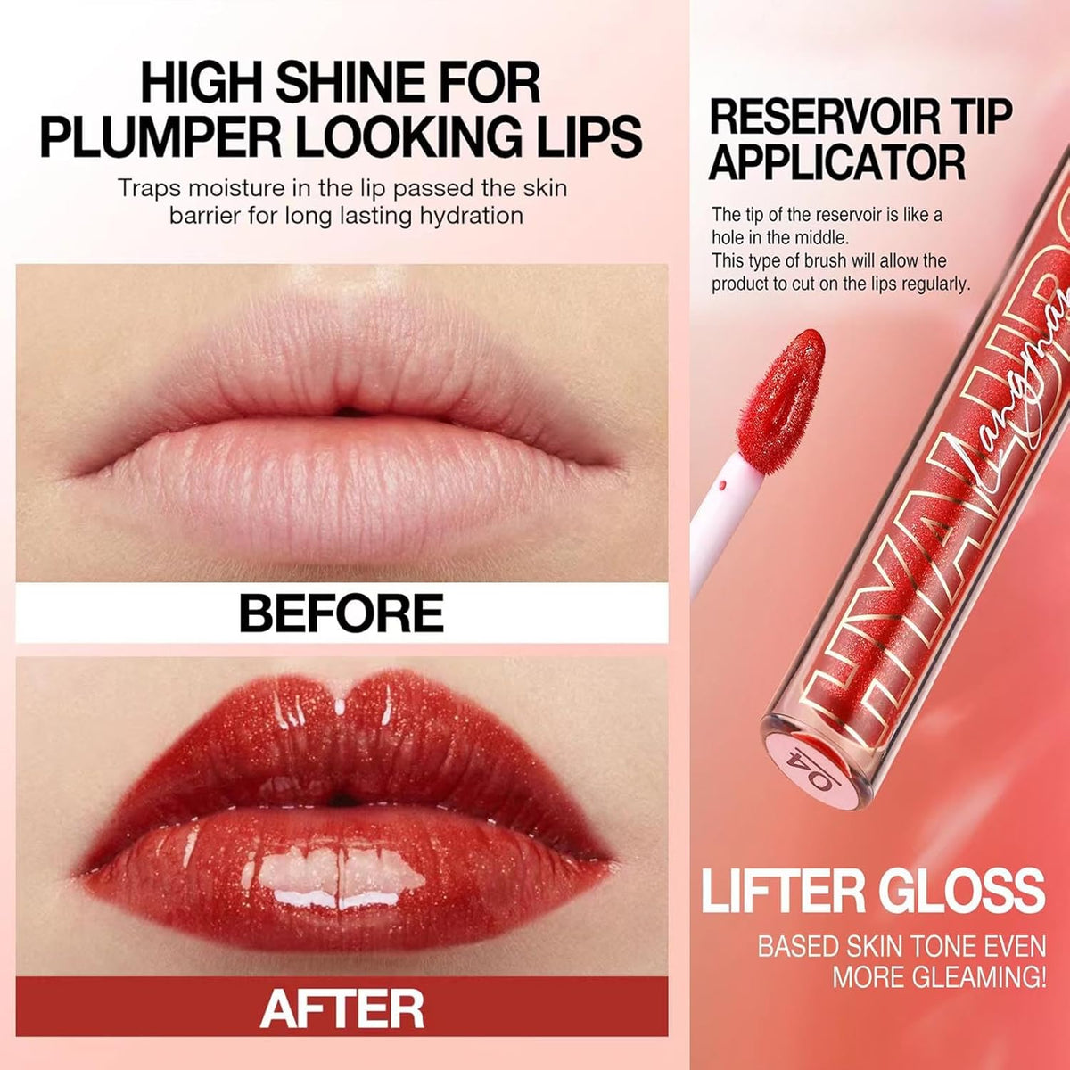 Cherry Red Glitter Lip Gloss and Plumper