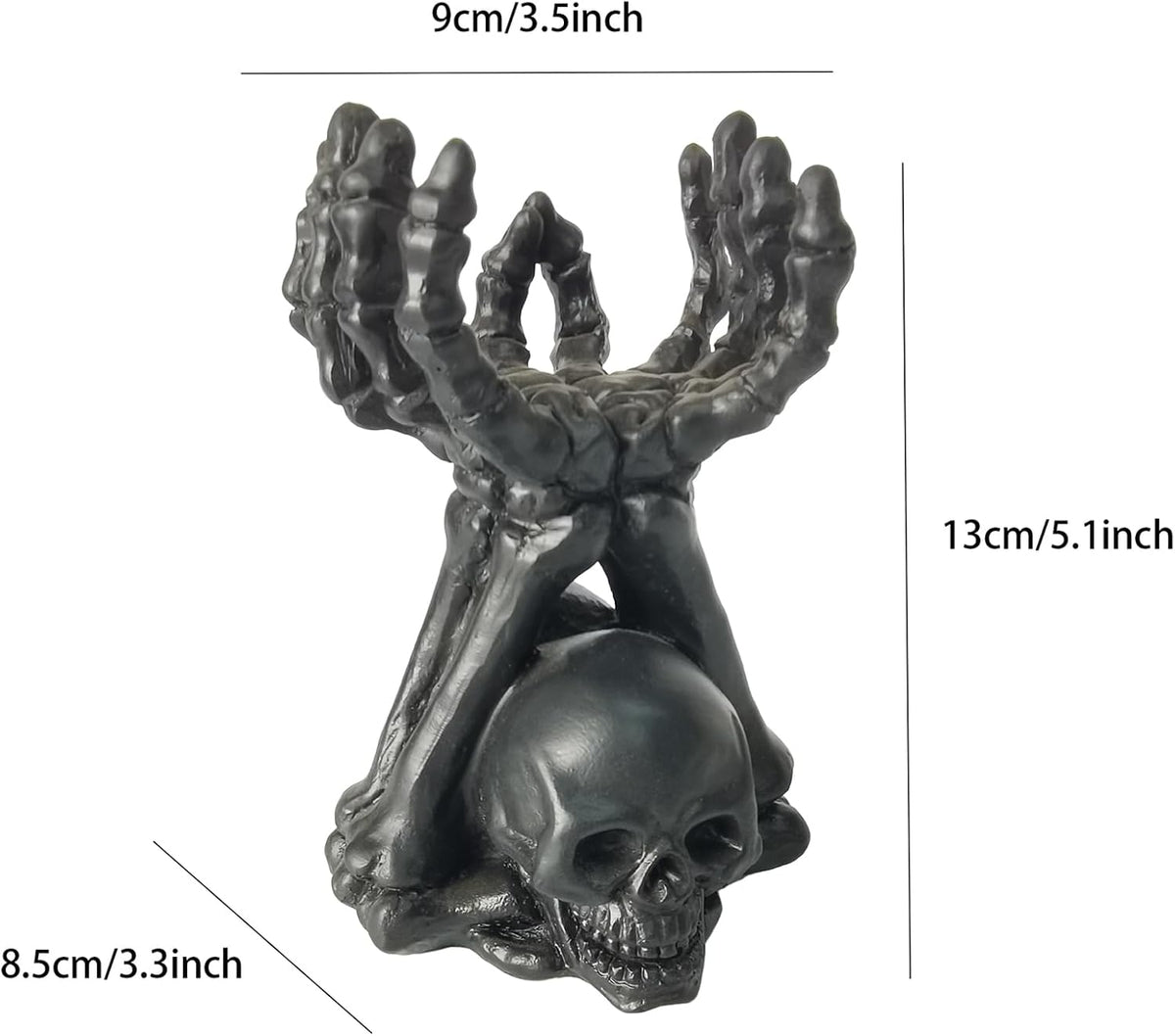Skeleton Hand Candle & Ring Holder - Black Resin