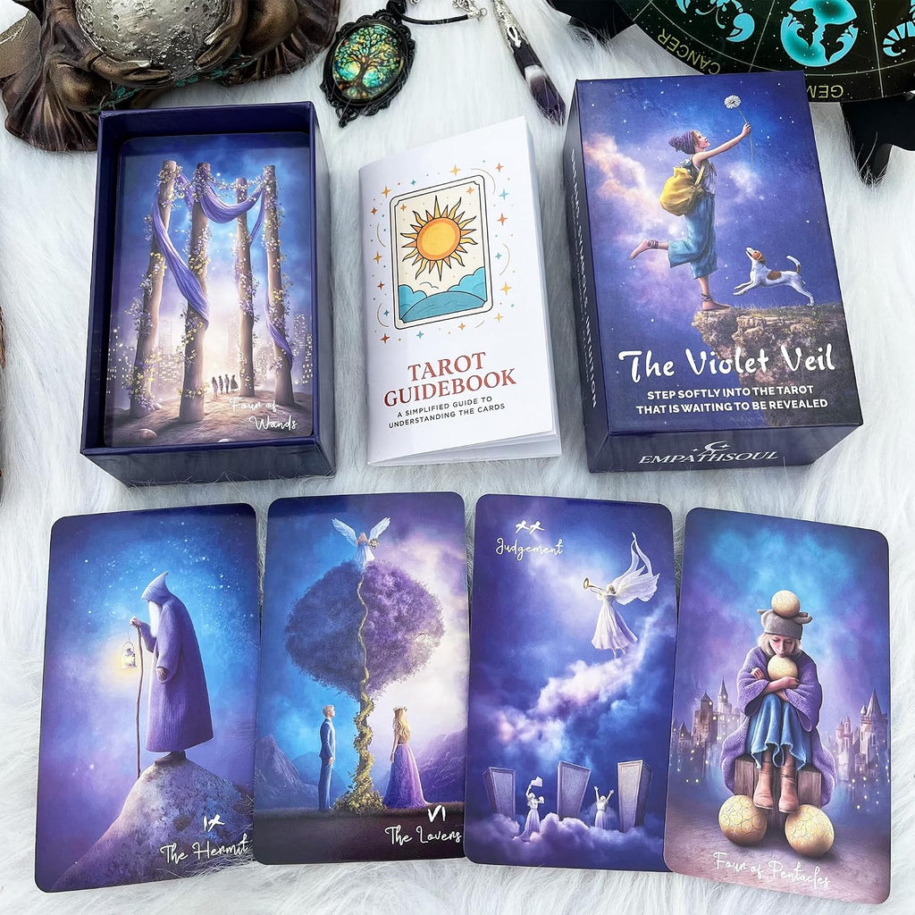 Violet Veil Tarot Deck - 78 Cards with Guidebook