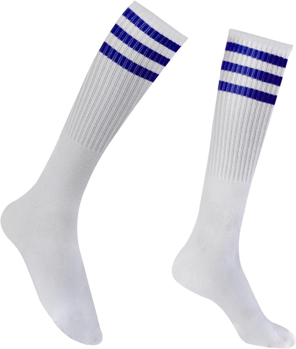 Striped Thigh High Socks - Black & White