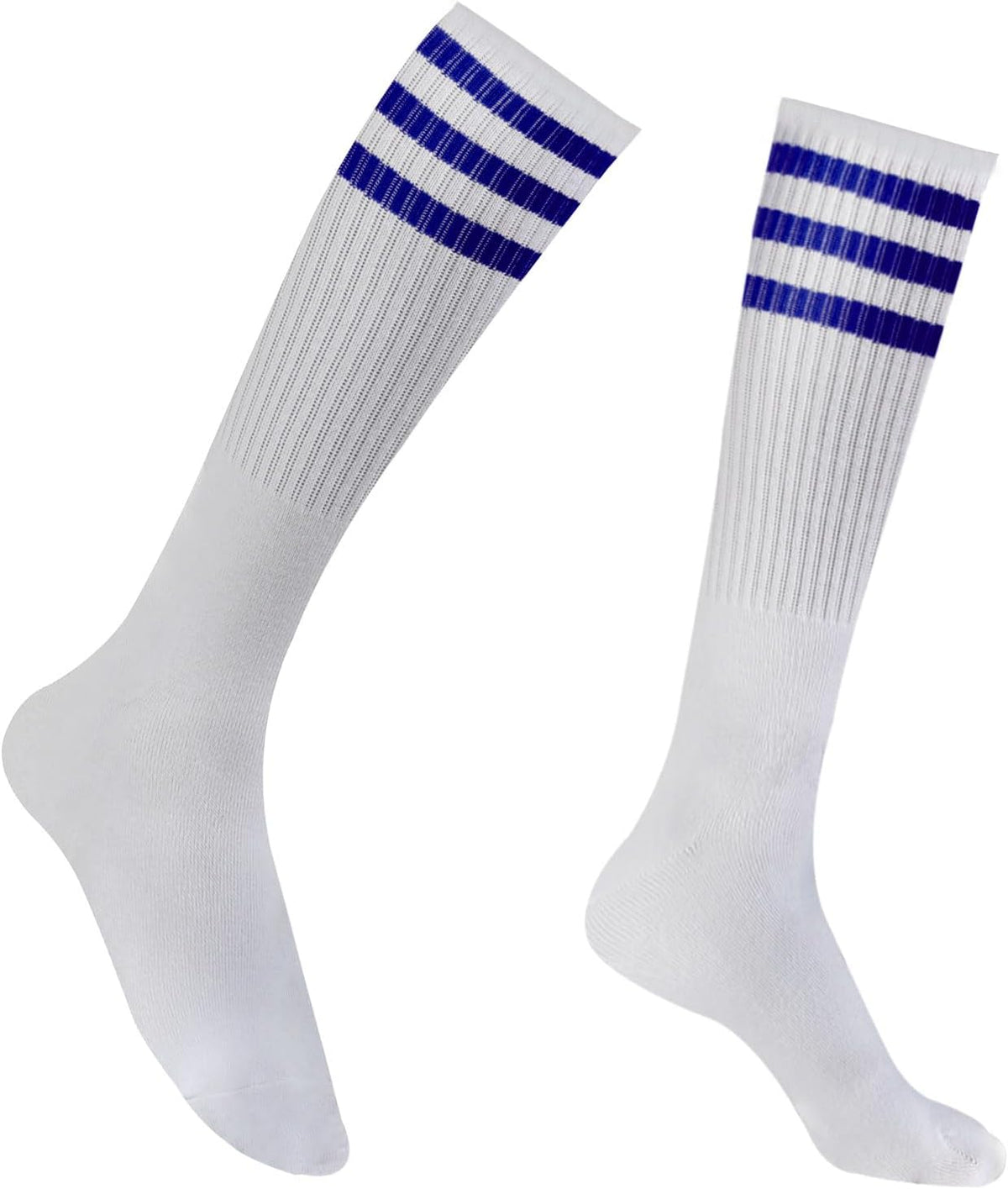 Striped Thigh High Socks - Black & White