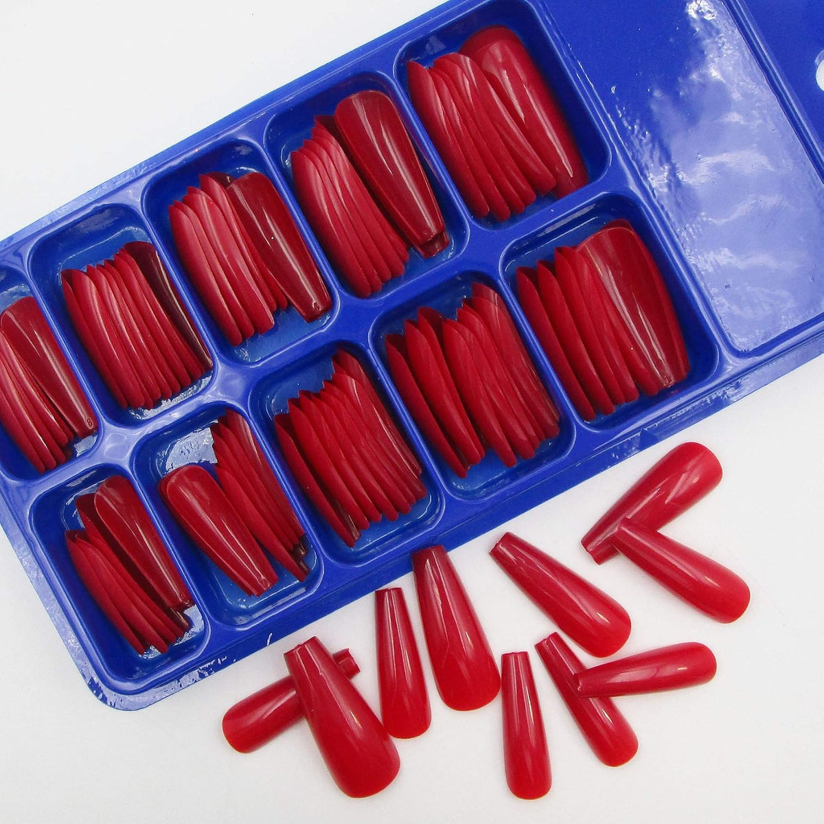 Red Coffin Press-On Nails, 100 Piece Set