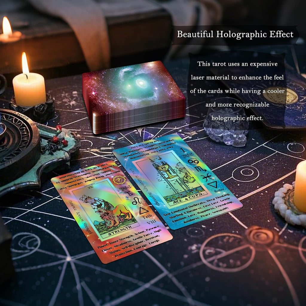 Holographic Tarot Deck - 78 Cards with Guidebook