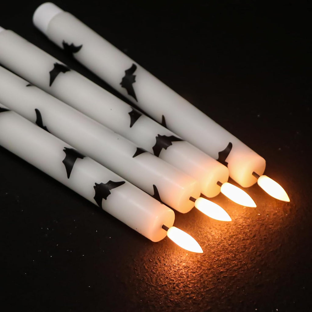 Black LED Taper Candles with Skull Hand Holders