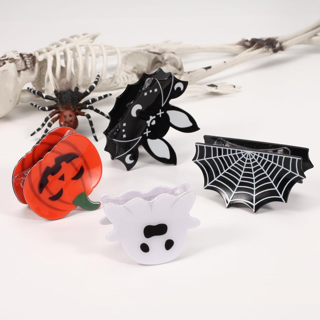 Bat and Spider Web Hair Claw Clips, 4 Piece