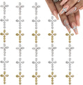 3D Cross Nail Charms, Gold and Silver, 30 Piece