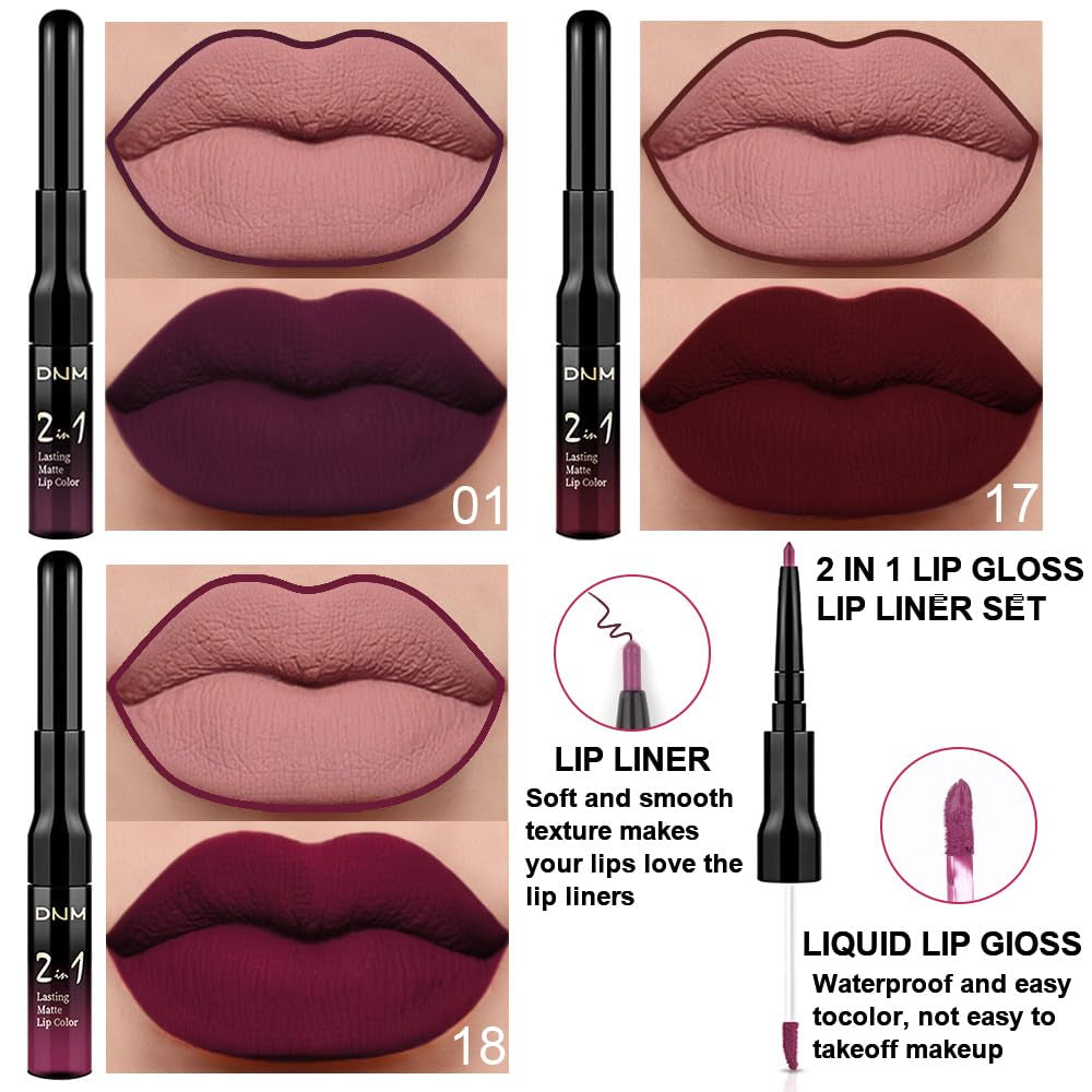 Dark Berry Liquid Lipstick & Liner - 3 Piece Set