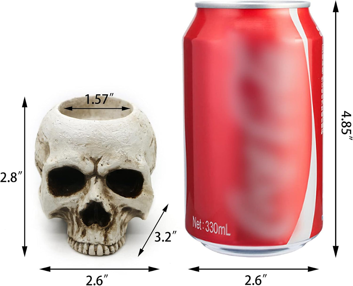 Skull Tealight Candle Holder - Antique White Resin