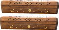 Wooden Coffin Incense Burner 2-Pack - Brass Inlay