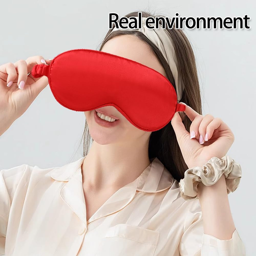 Red Fluffy Handcuffs with Satin Eye Mask