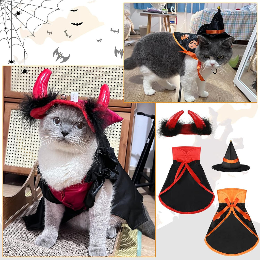 5-Piece Vampire Witch Bat Wings Halloween Costume Set for Cats and Small Dogs
