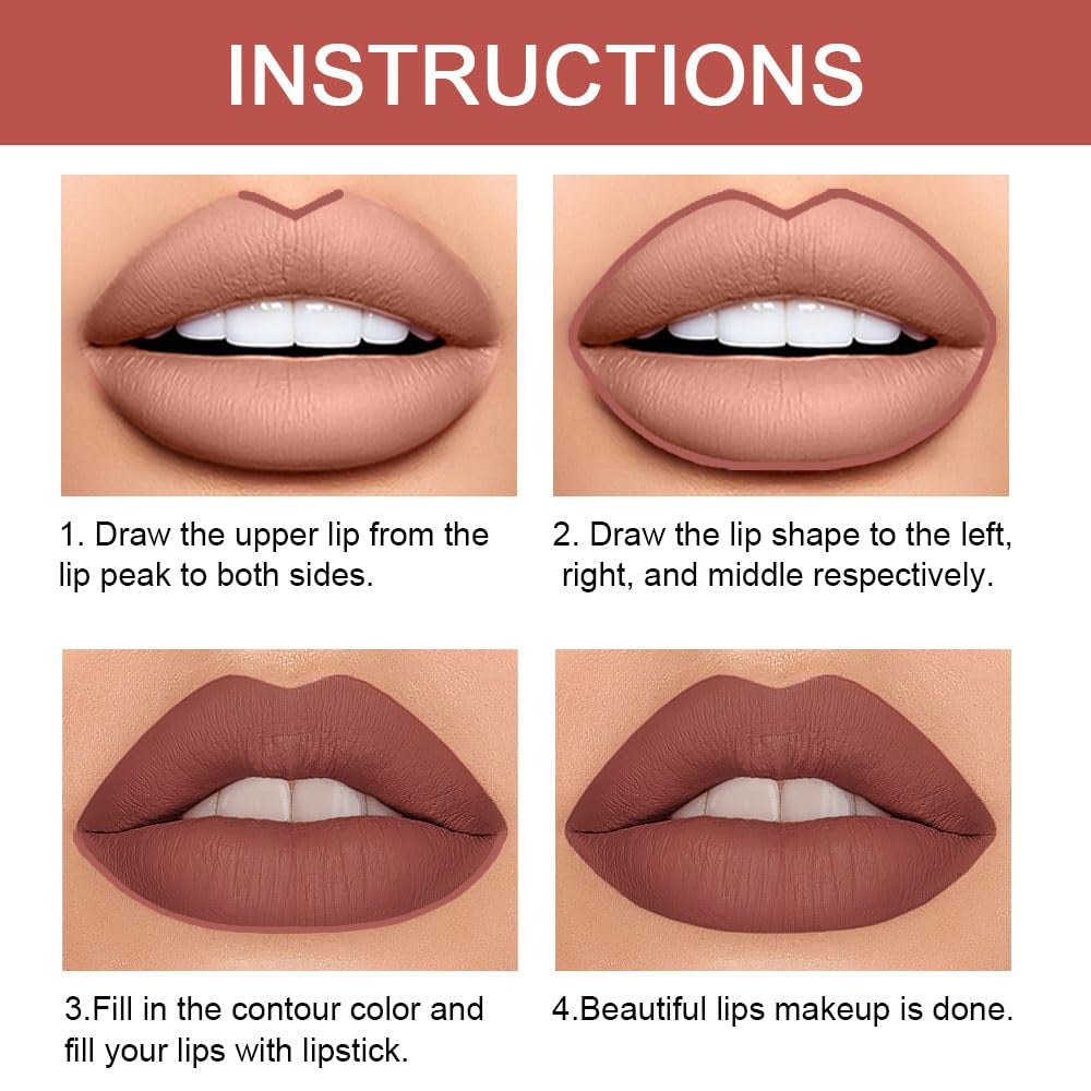 Dark Brown Matte Lipstick and Liner Kit