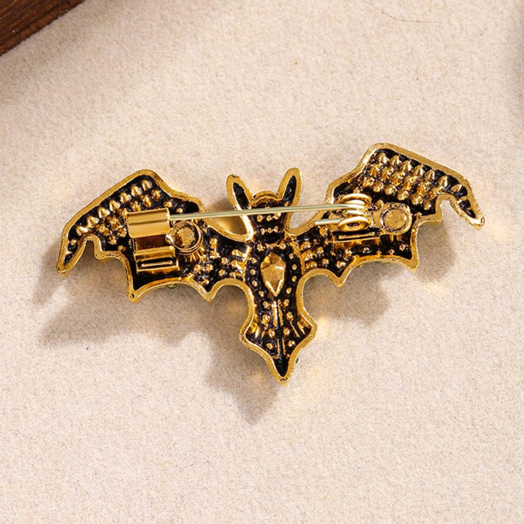 Gothic Crystal Bat Brooch