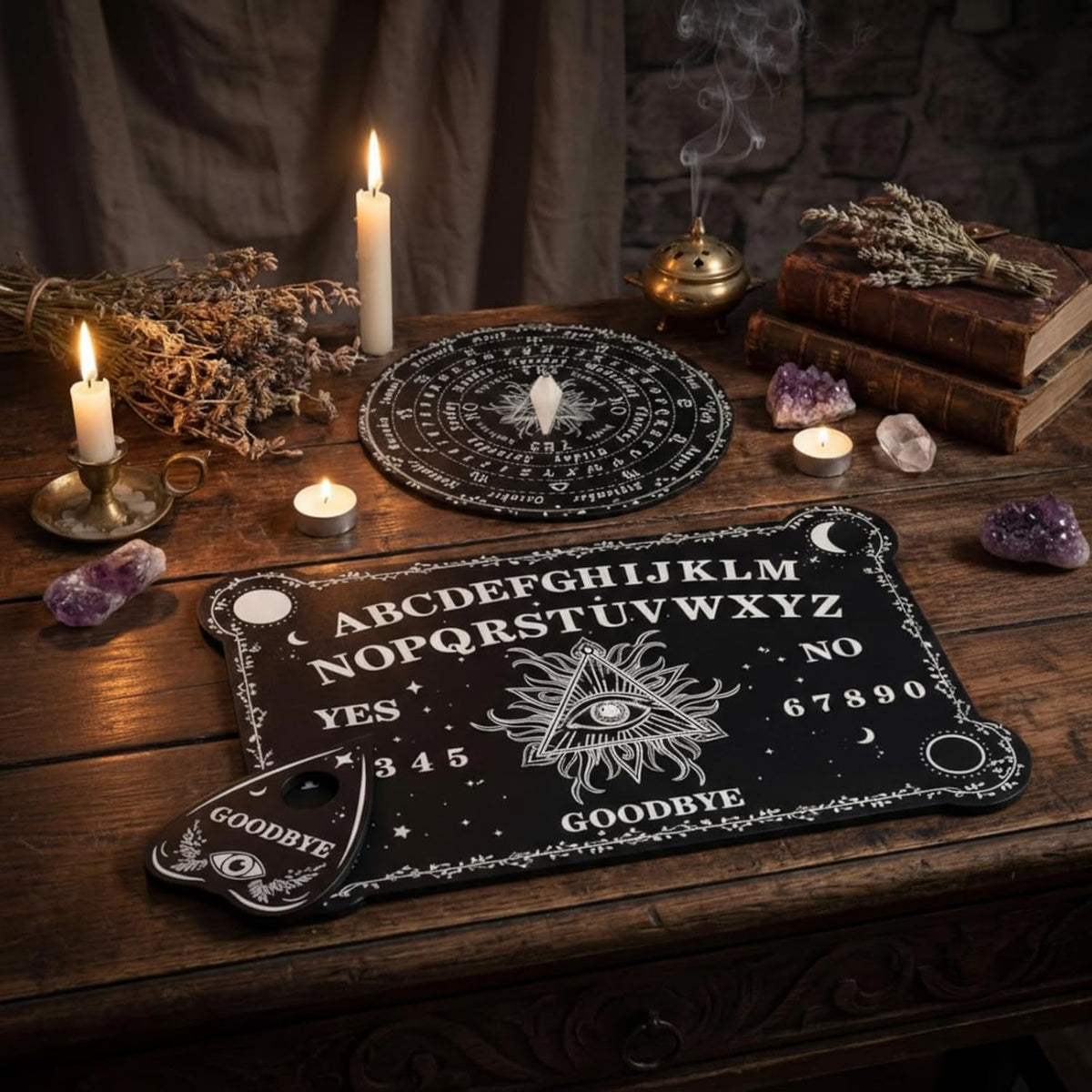Eye Spirit Board & Crystal Pendulum Set - Black Wood