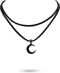 Layered Crescent Moon Choker - Black