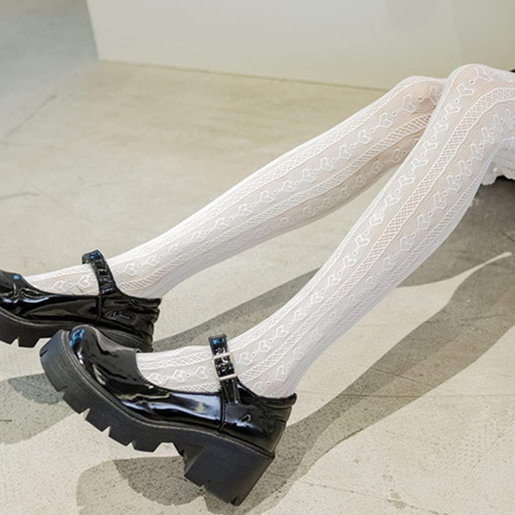 Heart Striped Lace Thigh High Stockings, 2 Pair