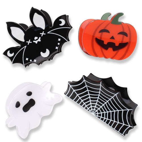 Bat and Spider Web Hair Claw Clips, 4 Piece